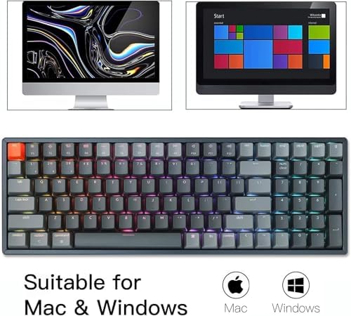 Keychron K4 Bluetooth Wireless Mechanical Keyboard RGB LED Backlit, Hot-swappable Compact 100 Keys USB Wired Computer Gaming Keyboard Aluminum Frame for Mac Windows, Gateron Blue Switch - Image 4