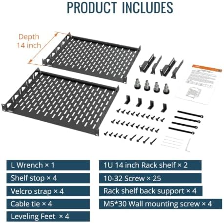 Tecmojo 16U Open Frame Network Rack for IT & AV Gear, AV Rack Floor Standing or Wall Mounted,with 2 PCS 1U Rack Shelves & Mounting Hardware,Network Rack for 19" Networking,Audio and Video Device - Image 6