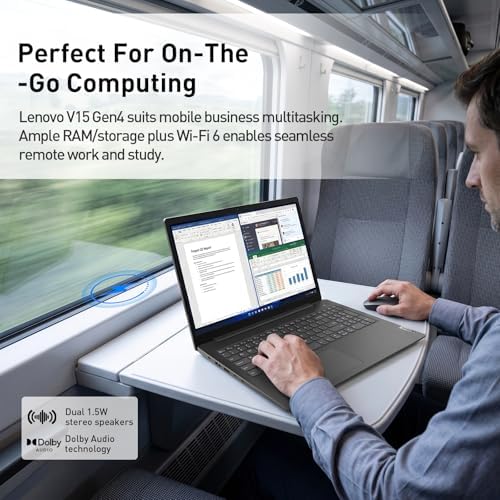 Lenovo V15 Gen 4 Business Laptop 15.6” FHD Anti-Glare, 16GB LPDDR5 RAM, 256GB Storage, AMD Ryzen 3 7320U 4-core CPU, W11 Pro, Ethernet RJ-45, Webcam w/Shutter, Security Chip Firmware TPM 2.0, Black - Image 3