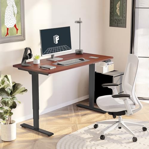 FlexiSpot E6 3-Stage Dual Motor Electric Standing Desk 48 x 30 Sit Stand Up Desk, Holds 220 lbs, Adjustable Height w/ Memory Presets, One-Piece Mahogany Desktop & Black Frame, Ships in 2 Boxes - Image 2