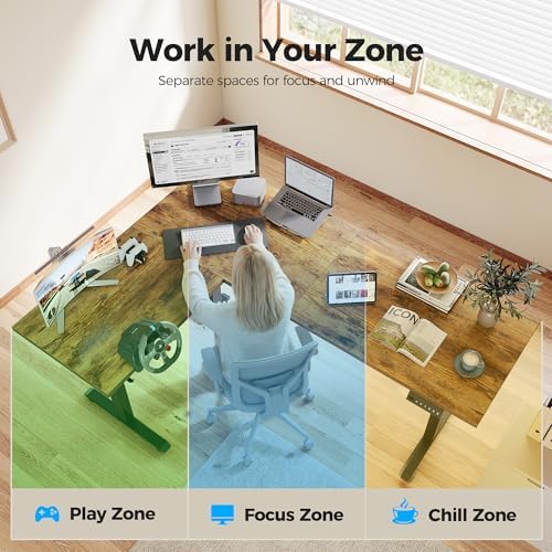 Agilestic L Shaped Standing Desk 63 inch Adjustable Height, Electric Corner Standing Desk, Sit Stand Computer Table with Splice Board, Rustic Brown - Image 7