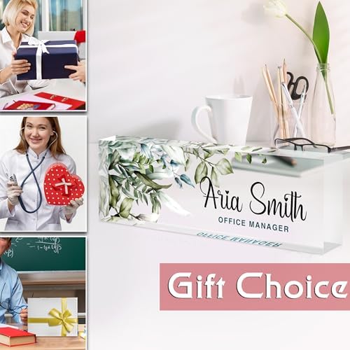 Name Plate for Desk, Desk Name Plate Personalized, Custom Office Desk Accessories Decor for Women, Teacher Nurse Employee Appreciation Gifts, Office Gifts for Boss Coworkers (Leaf-A) - Image 6