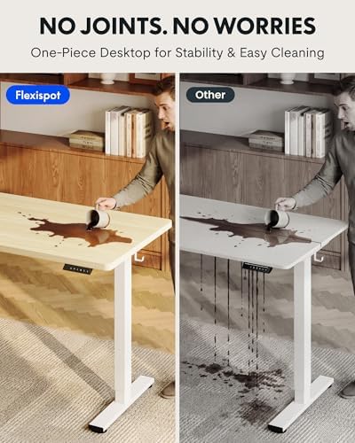 FLEXISPOT EN1 60"x24" One-Piece Standing Desk, White Wood Grain - Image 4
