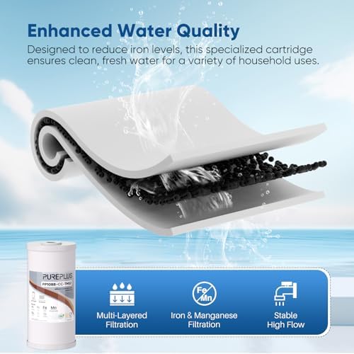 PUREPLUS 10" x 4.5" Whole House Iron Reducing Sediment Water Filter,3PACK - Image 2