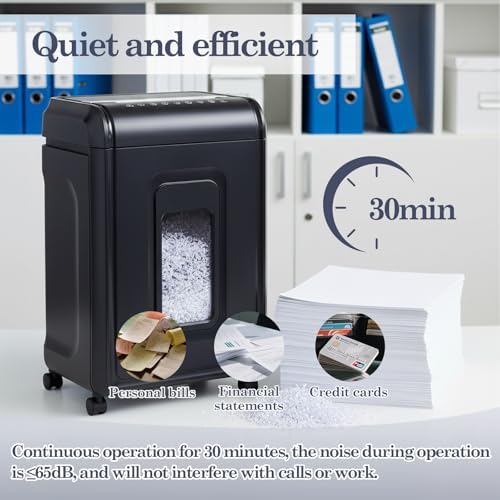 18‑Sheet Micro‑Cut Paper Shredder for Home Office – P‑4 Security, 30‑Min Continuous Run, 7‑Gallon Bin, Portable on 360° Casters, Anti‑Jam, Quiet Micro‑Cut Document Shredder - Image 5