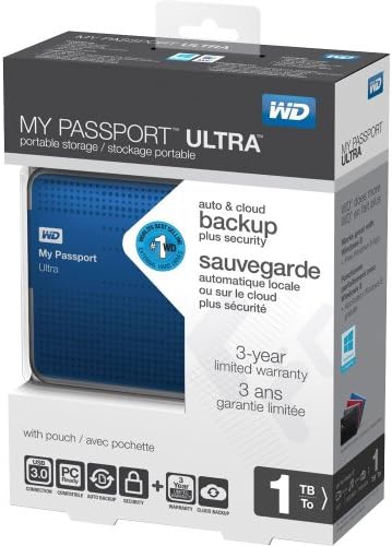 (Old Model) WD My Passport Ultra 1TB Portable External USB 3.0 Hard Drive with Auto Backup, Blue - Image 2