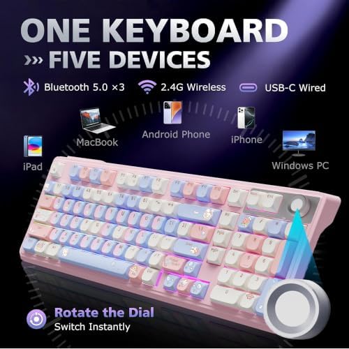 Compute Keyboard, Wireless Gaming Mechanical Creamy Keyboard Pink - Image 3