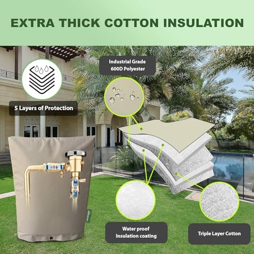 The Original Winter Pipe Insulation Cover (5˚F) - Double-Wall Cotton (UV-Coated) Insulated Backflow Preventer Freeze Protection, Pump Cover, Sprinkler/Well Head Cover for Outside - (14" W X 18" H) - Image 4