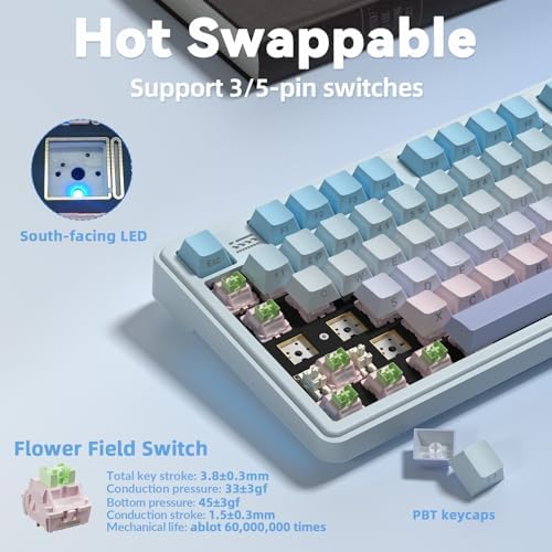 LINGBAO K108 Pro Wireless Mechanical Creamy Keyboard with Number Pad & Knob - Image 6
