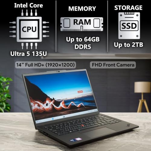 Lenovo ThinkPad T14 Gen 5 Business Laptop 14" FHD+ Touchscreen IPS Display, Intel Ultra 5 135U, 32GB DDR5 RAM, 1TB SSD, 5MP FHD Webcam, Backlit KB, Wi-Fi 6E, 2 Thunderbolt 4, AI PC - Image 3