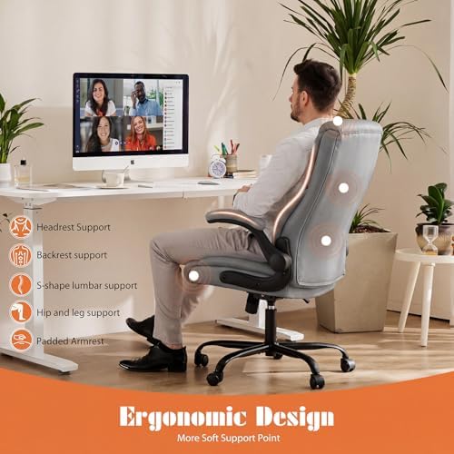 Sweetcrispy Office Chair Set of 2, Heavy Duty Desk Chair, PU Leather - Image 5