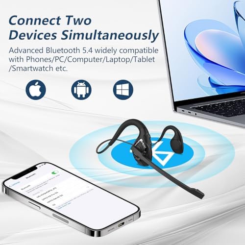 BANIGIPA Bluetooth Headset with Microphone, Open Ear Headphones with Mic - Image 5