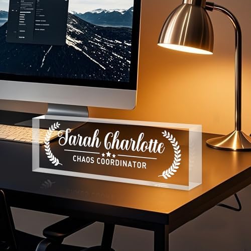 Custom Office Name Plate for Desk - Name Plate Personalized Gifts for Coworkers, Boss, Teacher, Social Worker - Acrylic Office Desk Decor for Women Men - Employee Appreciation Gifts (white 5) - Image 5