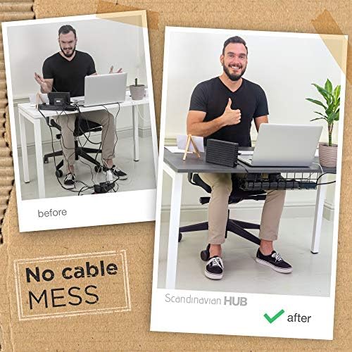 Scanfield Under Desk Cable Organizer Wire Tray, Set of 2x17 inch, Black - Image 2