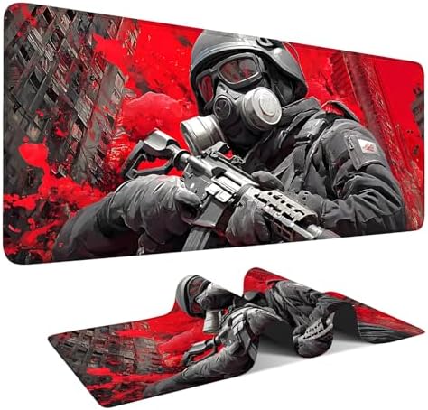 Large Extended Gaming Mouse Pad - Military Soldier Design, Soft Fabric Desk Mat with Non-Slip Rubber Base, Extra Long Mousepad for Gaming, Office, Keyboard & Mouse, 35.43 x 15.75 in by THISFIND