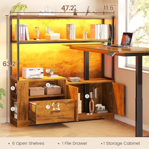 SEDETA 57" L Shaped Standing Desk, Sit Stand Office Desk with Storage Hutch - Image 3