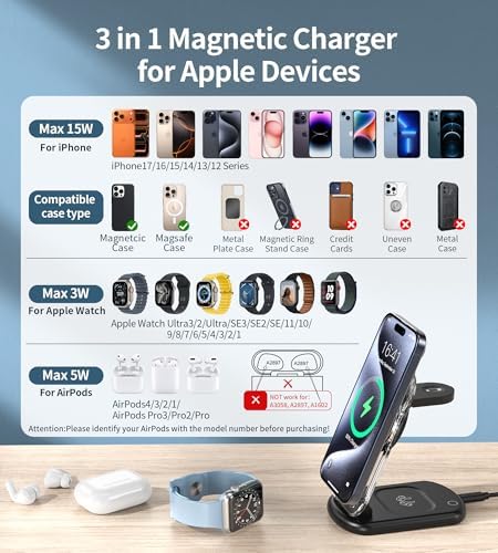 Mukiya 3 in 1 Magnetic Wireless Charging Station for Apple Devices - Image 2