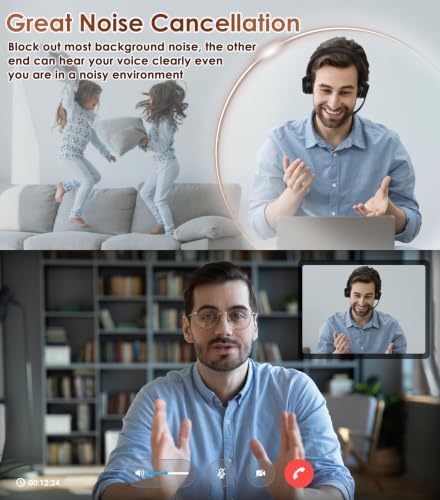 Wireless Headset with Mic for Work, Bluetooth Headset with Noise Cancelling - Image 2