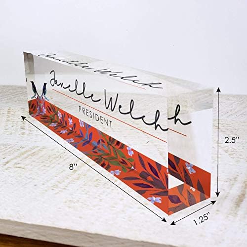 ARTBLOX Personalized Acrylic Desk Name Plate, Bird Singing Design - Image 3