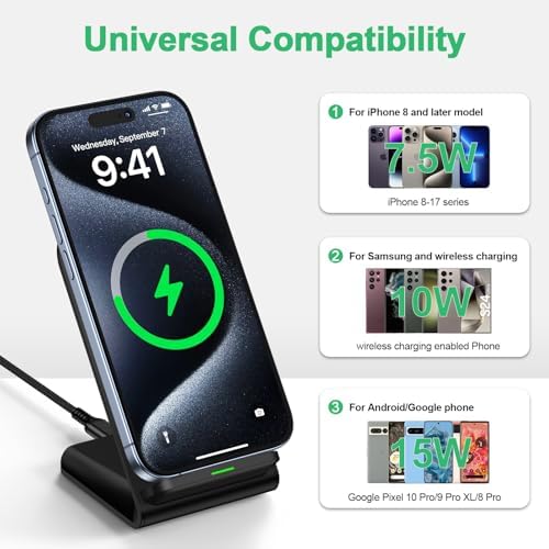 Wireless Charger Samsung Fast Charging Pad for Samsung Galaxy S25 Ultra/S25FE/S25 Plus/S24FE/S23/S22 Ultra/S21/S25 Edge, 2 Pack 15W Android Wireless Charger Pad Station and QC Adapter for Google Pixel - Image 7