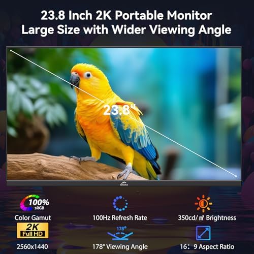 Kenowa 23.8" 2K Large Portable Monitor 100Hz IPS Freesync Gaming Monitor - Image 4