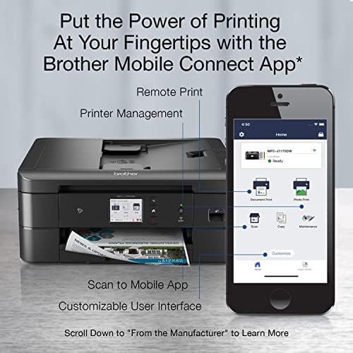 Brother MFC-J1170DW Wireless Color Inkjet All-in-One Printer with Mobile Device Printing, NFC, Cloud Printing & Scanning, Refresh Subscription and Amazon Dash Replenishment Ready (Renewed Premium) - Image 4