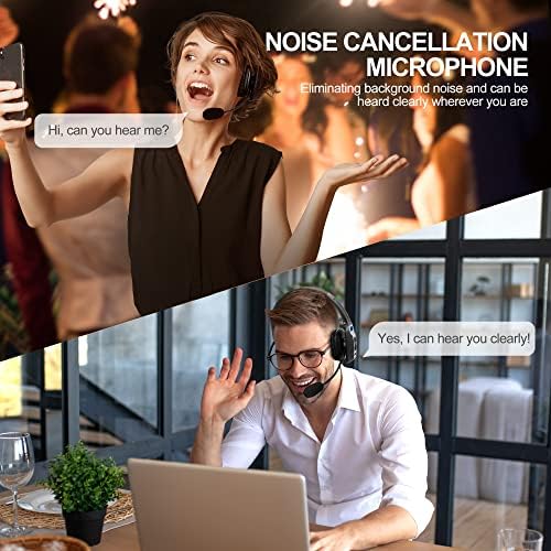 Sarevile Trucker Bluetooth Headset, V5.2 Wireless Headset with Upgraded Microphone AI Noise Canceling, On Ear Bluetooth Headphone with Mute for Driver Office Call Center (Black) - Image 5