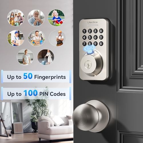 Ulecoce U68 Fingerprint Keypad Deadbolt with Knob Set, Satin Nickel - Image 5