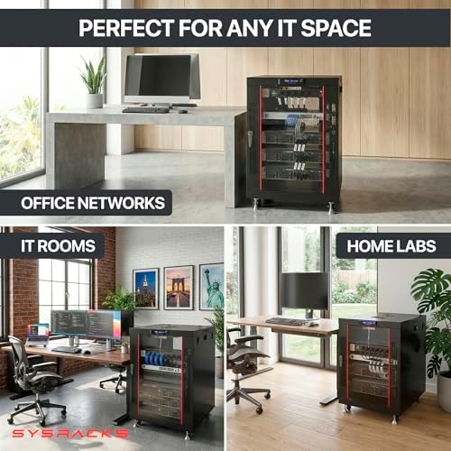 Sysracks 22U Premium Rack Mount Server 35" Depth Deep Network Cabinet, Server Rack with Fan, Removable Side Panels, Locking Glass Door Computer Cabinet Enclosure Network Rack Case PR 22.900 - Image 7