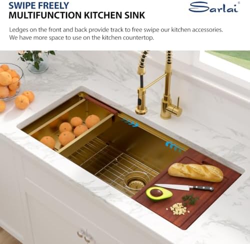 Sarlai 39 Undermount Kitchen Sink Gold Stainless Workstation Sinks 39"x19" - Image 6