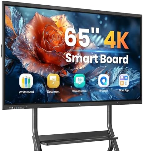 65'' 4K UHD Smart Board, Interactive Digital Whiteboard, 20-Point Touchscreen, All-in-One Electronic Whiteboard for Office Classroom Home Business by Cryonavis