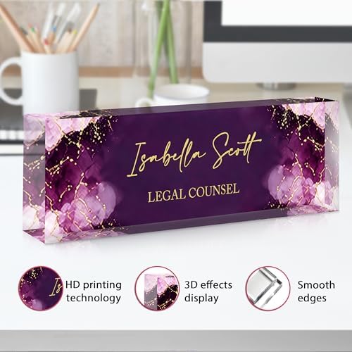 Custom Name Plate for Desk, Acrylic Desk Name Plate Personalized, Employee Appreciation Gifts, Office Desk Accessories for Women Men Teacher Nurse, Coworker Gifts for Manager Assistant (Lavender) - Image 3