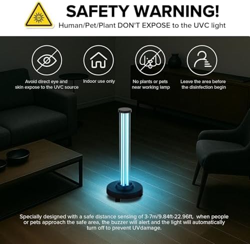 SANSI 120W UVC Cart with Wheels, Portable Mobile UV Light, Remote & 3 Timer, Ozone-Free, 16.4FT Power Cord, for Large Space - Image 7