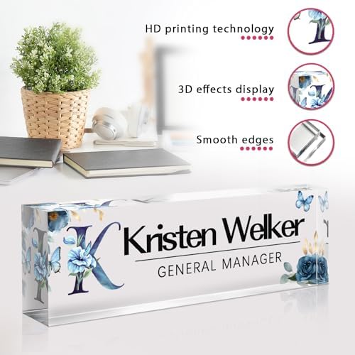 Custom Office Name Plate for Desk - Desk Name Plate Personalized Gifts for Coworkers, Boss, Employees, Teacher, Nurse - Office Desk Decor for Women Men - Employee Appreciation Gifts (Blue Butterfly) - Image 5
