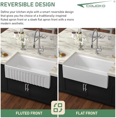 30 Inch White Farmhouse Sink Workstation White Apron Front Fireclay Farm Sink Reversible Apron Fireclay Single Bowl Sink Large Deep Farm Kitchen Sinks with Accessories, 30" x 20" x10" - Image 4