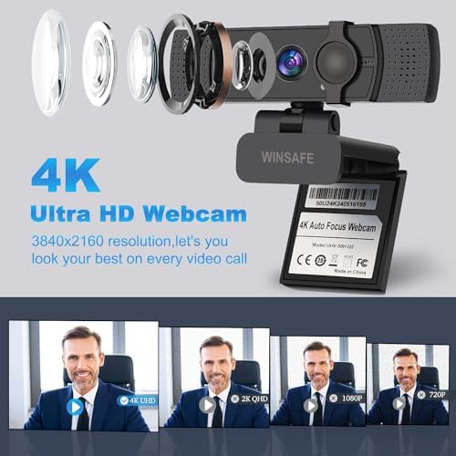 4K Webcam,PDAF AutoFocus,Dual Noise-Canceling Microphones,70° FOV, - Image 2