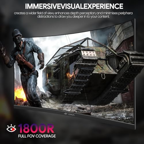CRUA 27" FHD 1080P 180Hz Curved Gaming Monitor, 1800R, AMD FreeSync, Black - Image 4