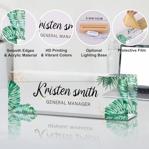 Personalized Name Plate for Desk Custom Desk Name Plate Acrylic Office Desk Accessories Decor for Women Teacher Nurse Boss Employee Appreciation Gifts for Mother Monstera Name Plates - Image 5