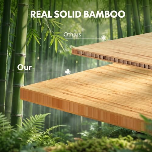FLEXISPOT 48" x 24" Solid Bamboo Standing Desk, Silver Frame - Image 5