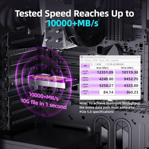 JEYI PCIe 5.0 4X to M.2 NVMe Adapter Card, Gen 5 128Gbps, Heatsink - Image 6