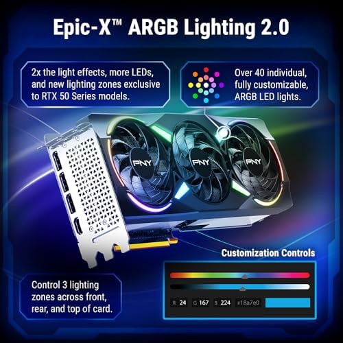 PNY NVIDIA GeForce RTX™ 5070 Ti Epic-X RGB™ OC Triple-Fan Graphics Card - Image 3