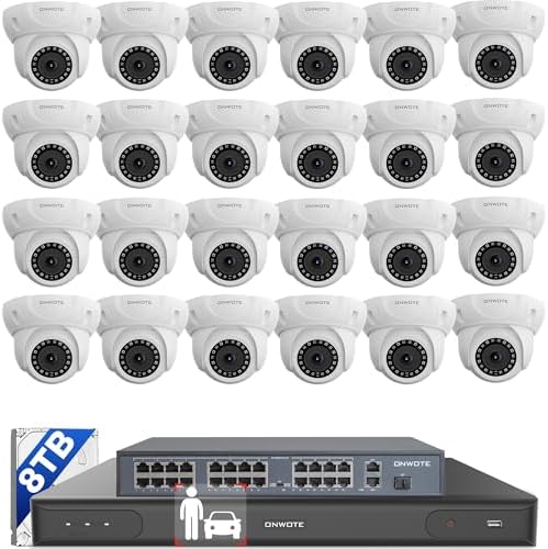 ONWOTE 32 Channel Security Camera System, 12MP NVR, 24x 5MP PoE IP Cameras by ONWOTE