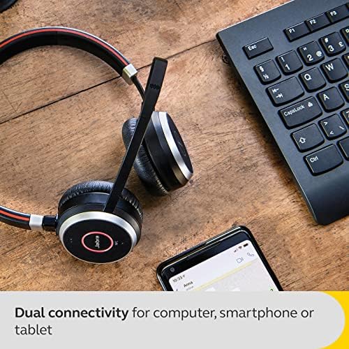Jabra Evolve 65 SE Link380a UC Stereo- Bluetooth Headset with Noise-Cancelling Microphone, Long-Lasting Battery and Dual Connectivity - Works with All Other Platforms - Black - Image 4