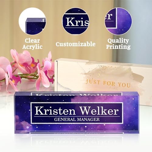 Personalized Name Plates for Office - Gifts for Teacher, Boss, Employee Appreciation - Office Desk Decor (Nebulae) - Image 4