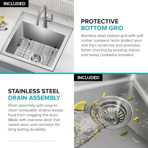 KRAUS Fairlane 18 in Drop In Single Bowl Stainless Steel Kitchen Sink - Image 5