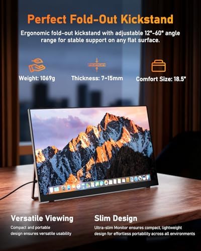 Yodoit 18.5" Portable Monitor 100Hz FHD USB-C IPS for Gaming and Work - Image 5