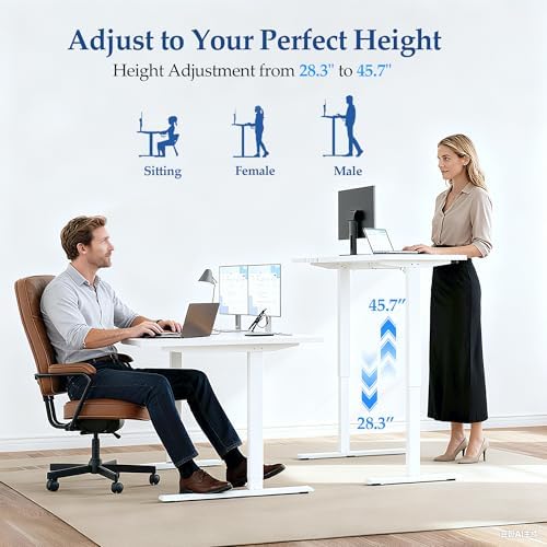 Klicelor L Shaped Standing Desk 59 x 35.4 Inch, Electric Height Adjustable Corner Desk for Home Office Workstation, Ergonomic Sit Stand Computer Table with Memory Controller, White - Image 6