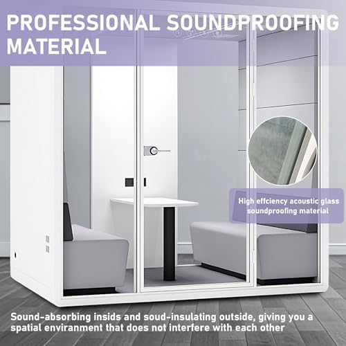 Office Sound Booth with Audio Privacy - Soundproof Proof Booth Includes Superimposed Interior Design,Sound Room Include Socket,Fans,Light for Study (Grey, 90IN) - Image 4
