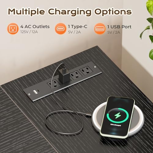 Huuger 63 Inch L Shaped Desk with Power Outlets & 0.95 Inch Thicker Desktop - Image 4