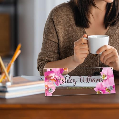 Personalized Acrylic Office Desk Name Plate with Standoff Barrels - Image 2